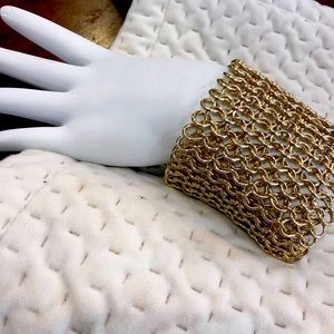 Polished Gold Links Gladiator Cuff Bracelet,NWT